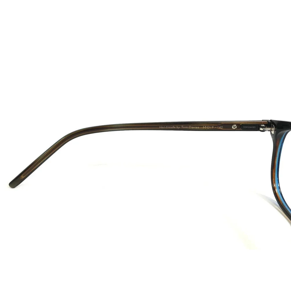 Tom Davies Eyeglasses Frame TD701 Col. 1924 Brown Blue Square Full Rim 50-19-140